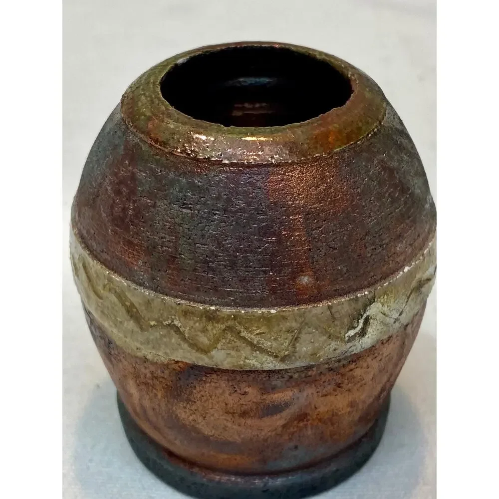 VTG Raku Art Pottery Miniature Vases Artist Signed Randy Snyder